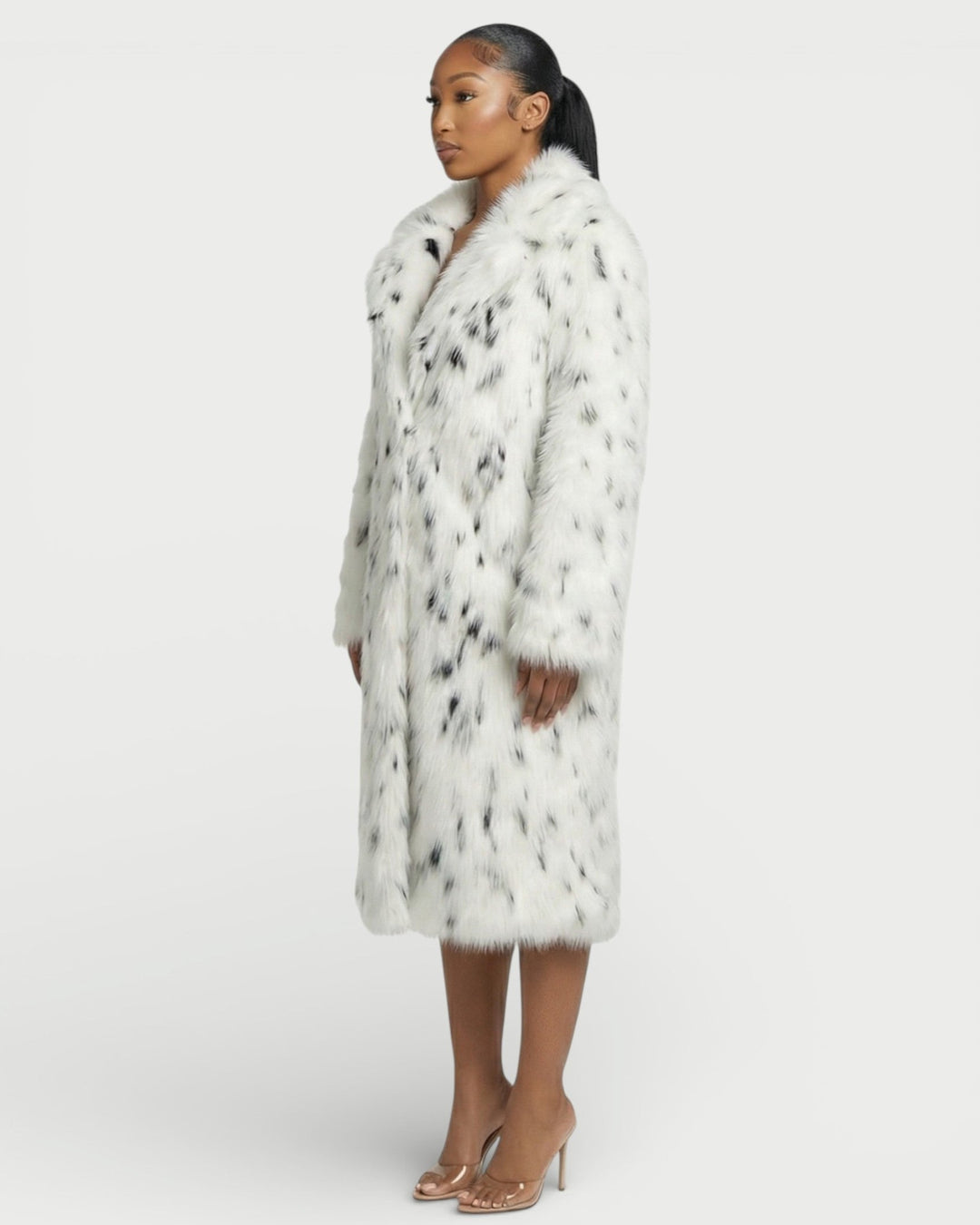 Isla womens oversized leopard faux fur coat