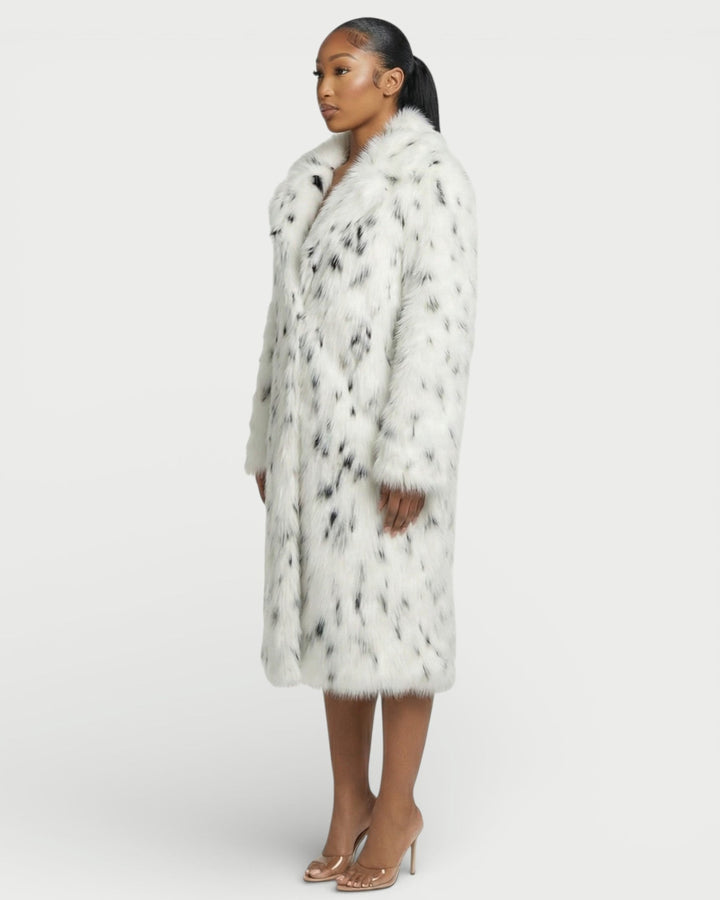 Isla womens oversized leopard faux fur coat