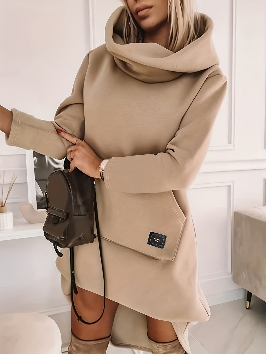 Isla | Cowl Neck Relaxed Mini Dress with Pockets