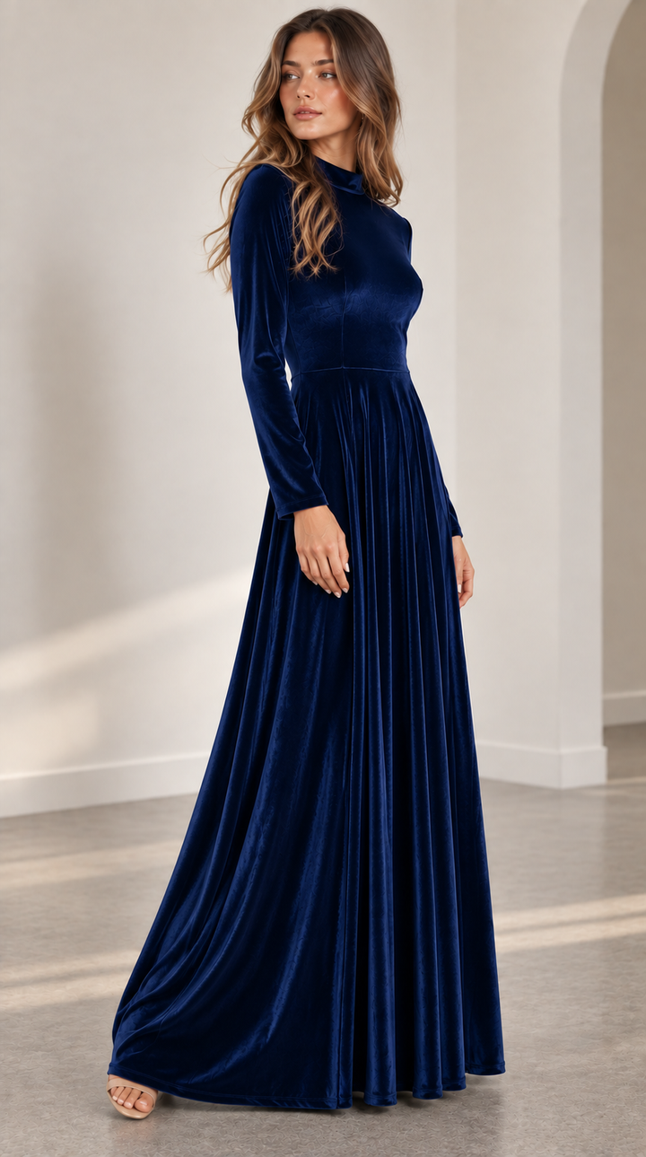 Elsie | Velvet Party Maxi Dress Long Sleeve a-Line
