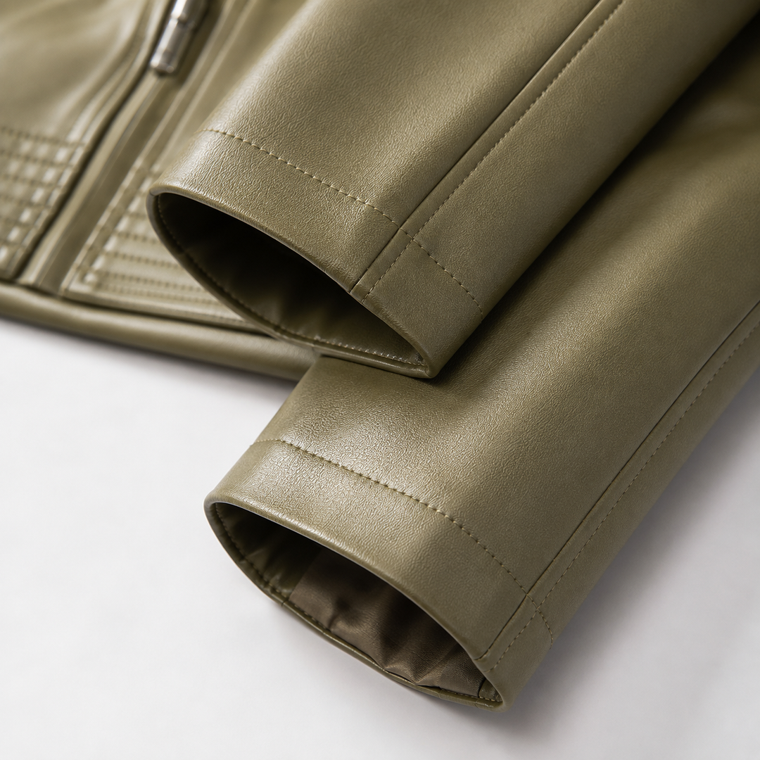 Poppy | Asymmetric Zip Moto Leather Jacket