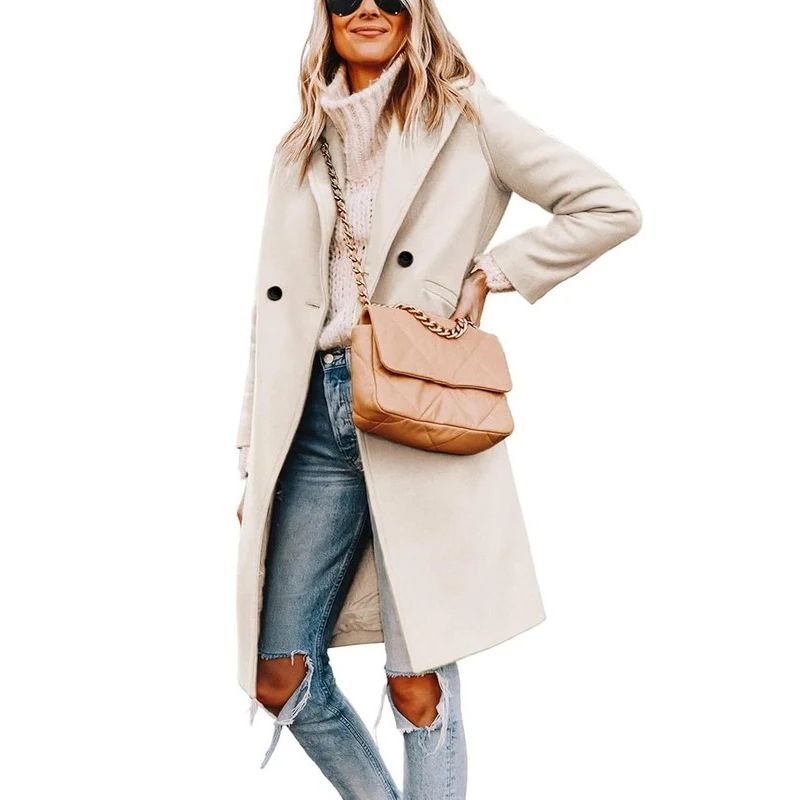 Evie | Collared Button Front Relaxed Overcoat with Pockets