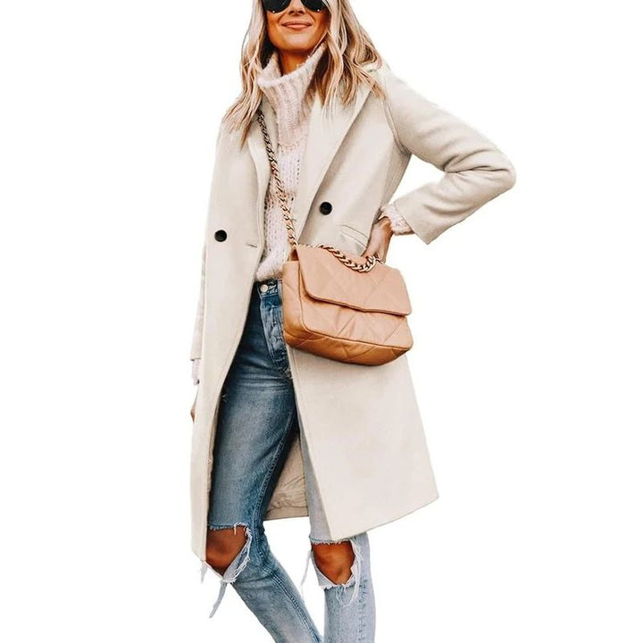 Evie | Collared Button Front Relaxed Overcoat with Pockets