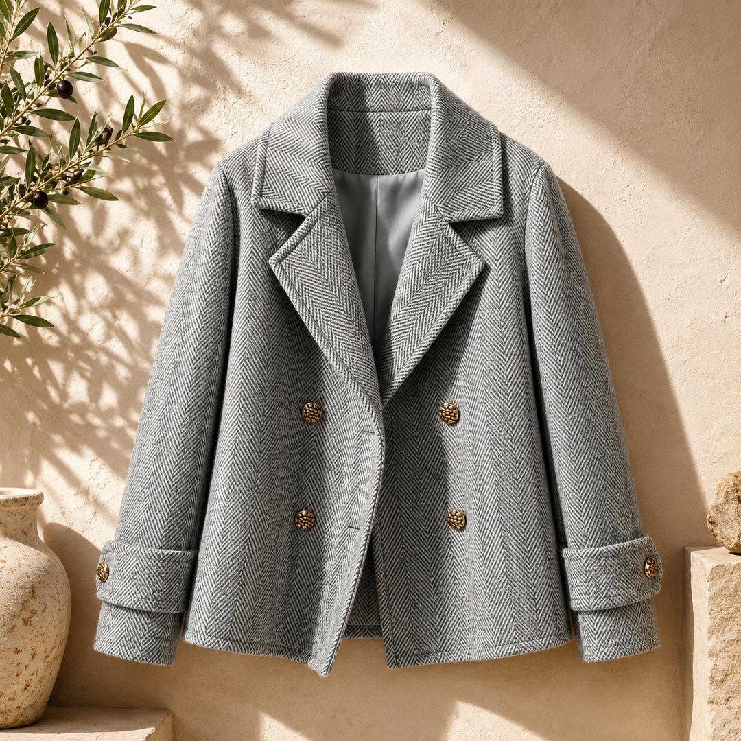 Alice | Peacoats Herringbone Wool Blend Double Breasted