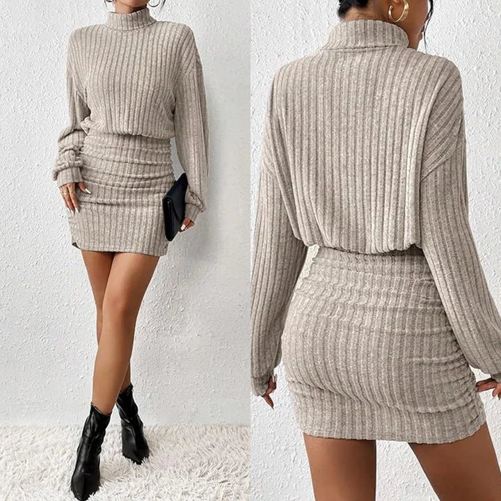 Imogen | Turtleneck Ribbed Knit Mini Dress