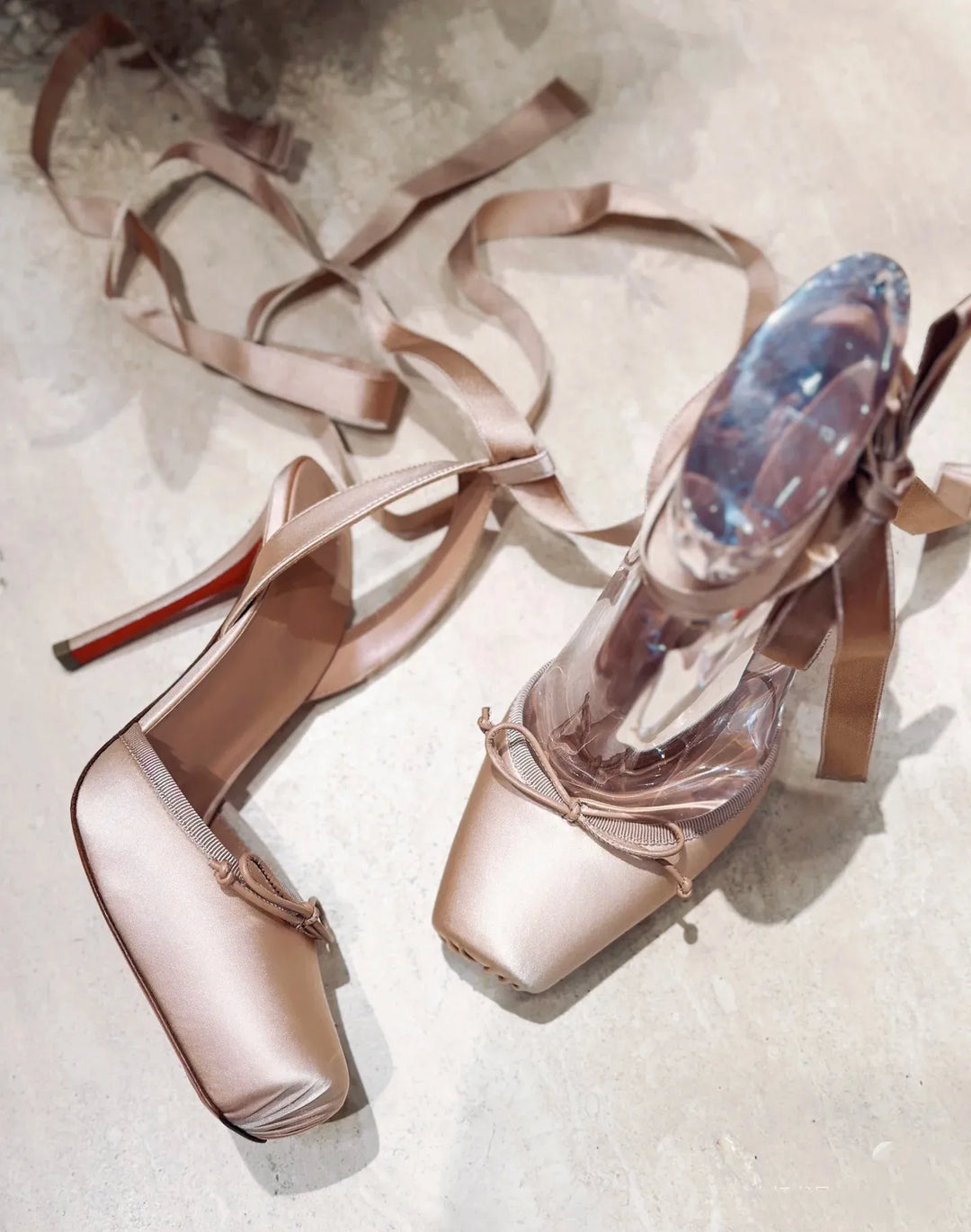 Alice | Satin Ballet Ankle Tie Heeled Pumps