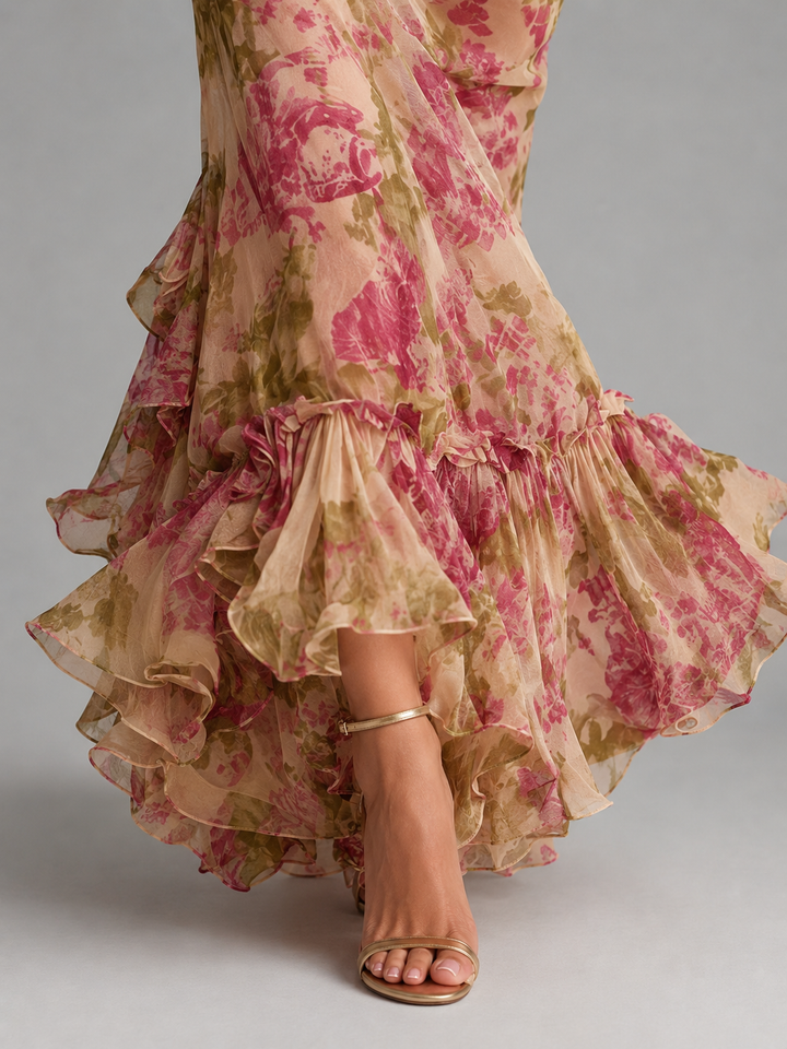 Alice | Wedding Guest Floral Chiffon Maxi Dress