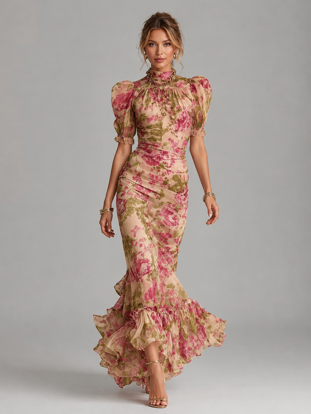 Alice | Wedding Guest Floral Chiffon Maxi Dress