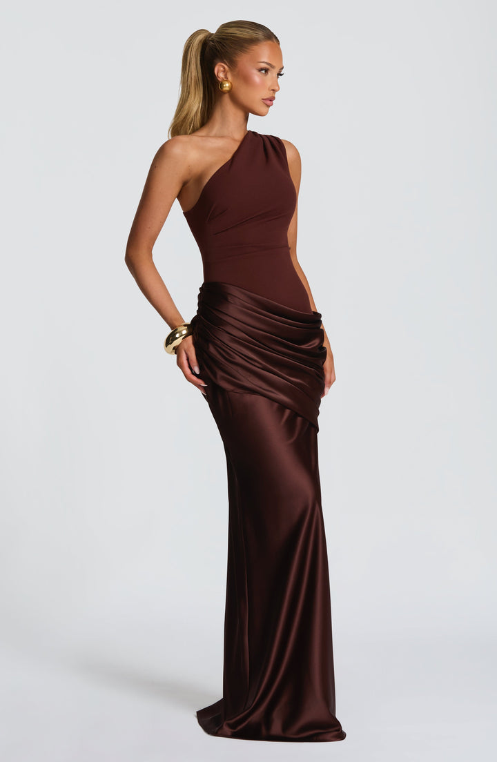 Alice | Wedding Guest One Shoulder Satin Maxi Dress