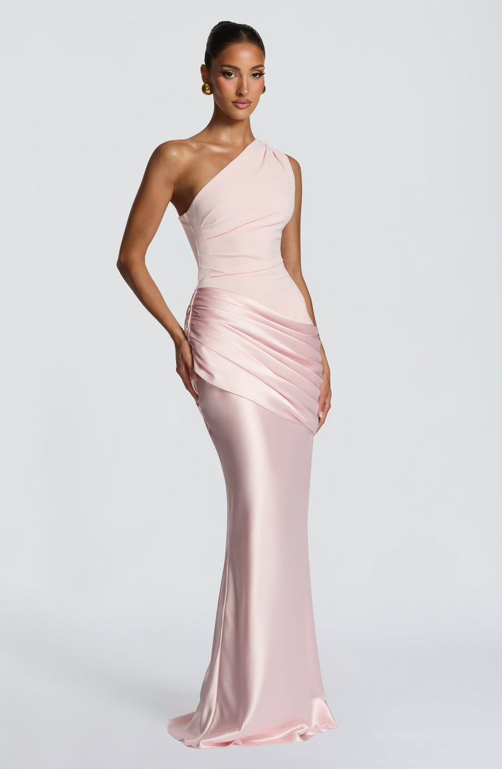 Alice | Wedding Guest One Shoulder Satin Maxi Dress