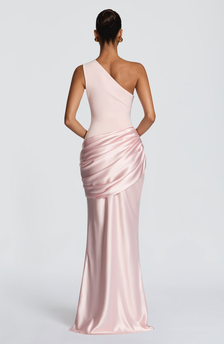Alice | Wedding Guest One Shoulder Satin Maxi Dress