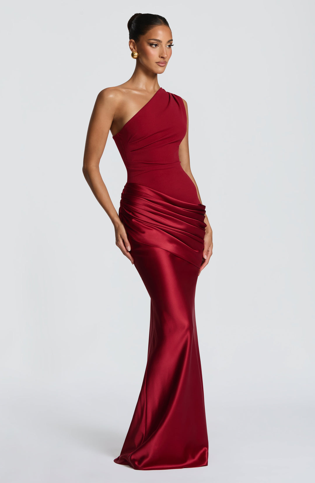 Alice | Wedding Guest One Shoulder Satin Maxi Dress