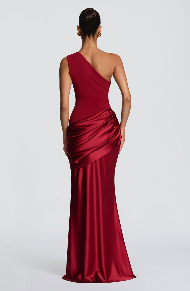 Alice | Wedding Guest One Shoulder Satin Maxi Dress
