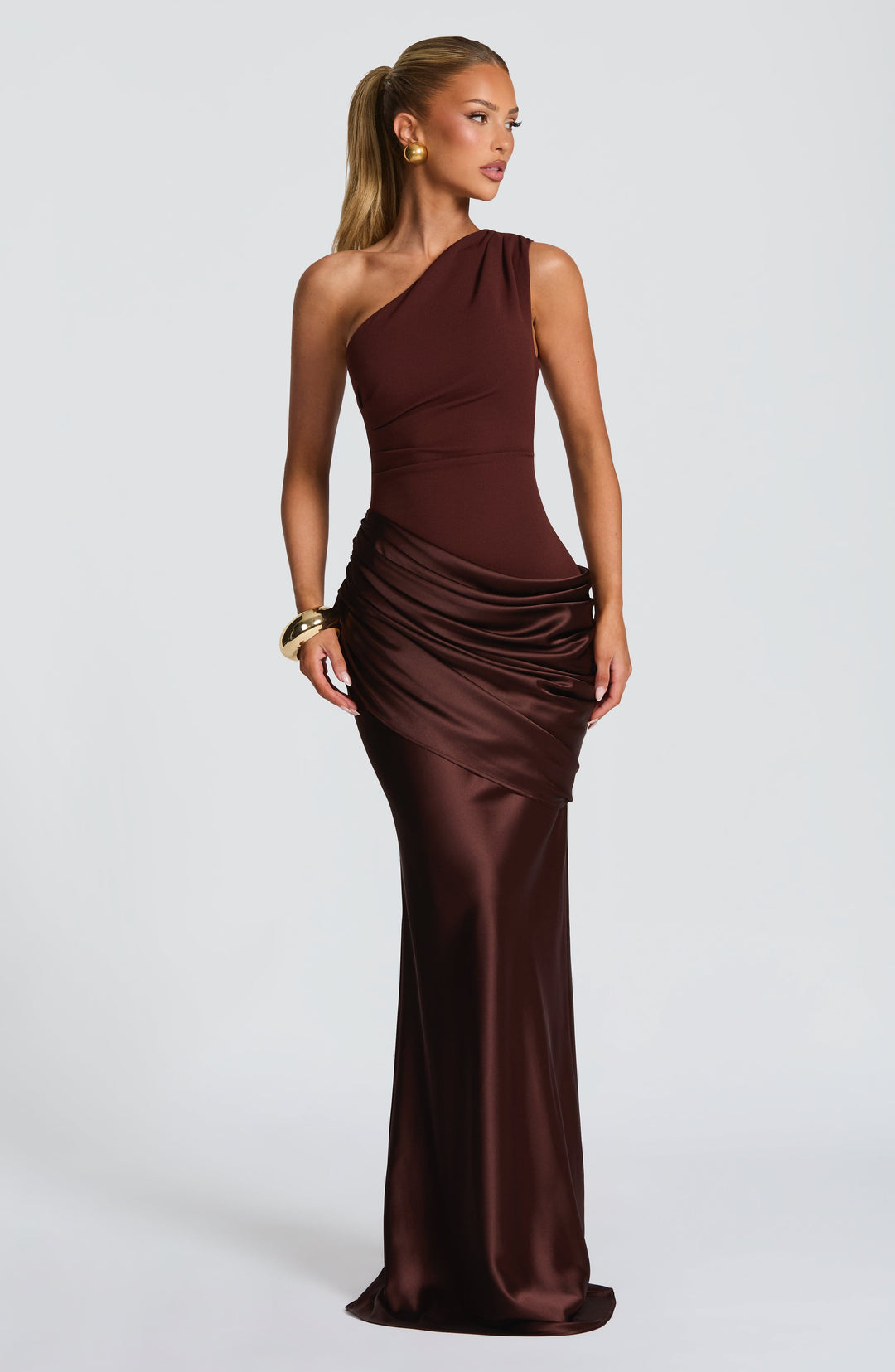 Alice | Wedding Guest One Shoulder Satin Maxi Dress