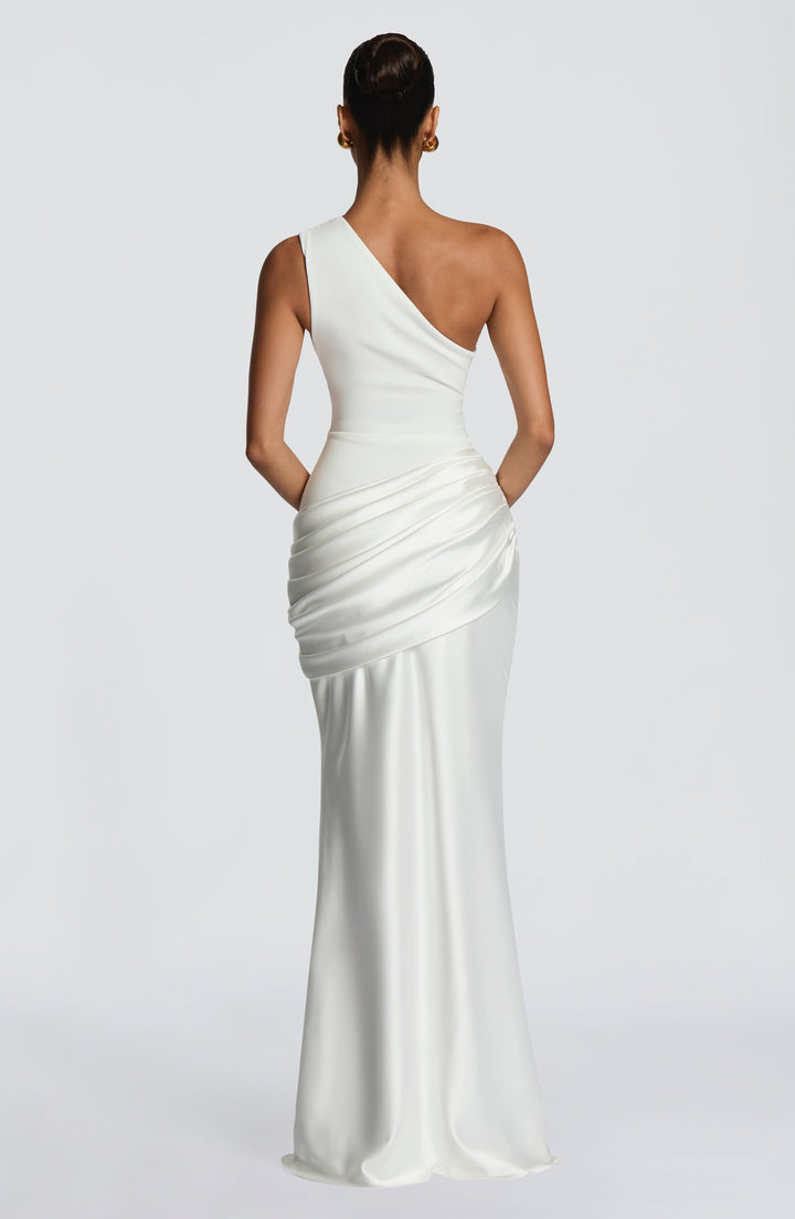 Alice | Wedding Guest One Shoulder Satin Maxi Dress