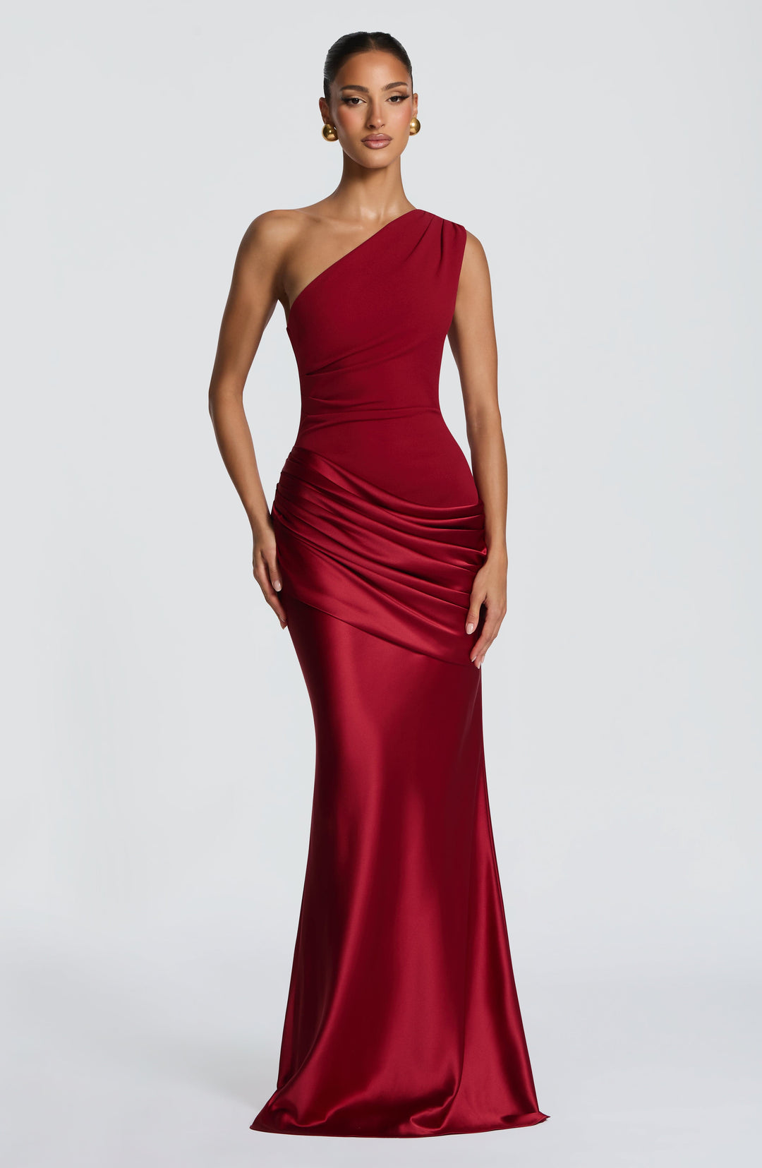 Alice | Wedding Guest One Shoulder Satin Maxi Dress