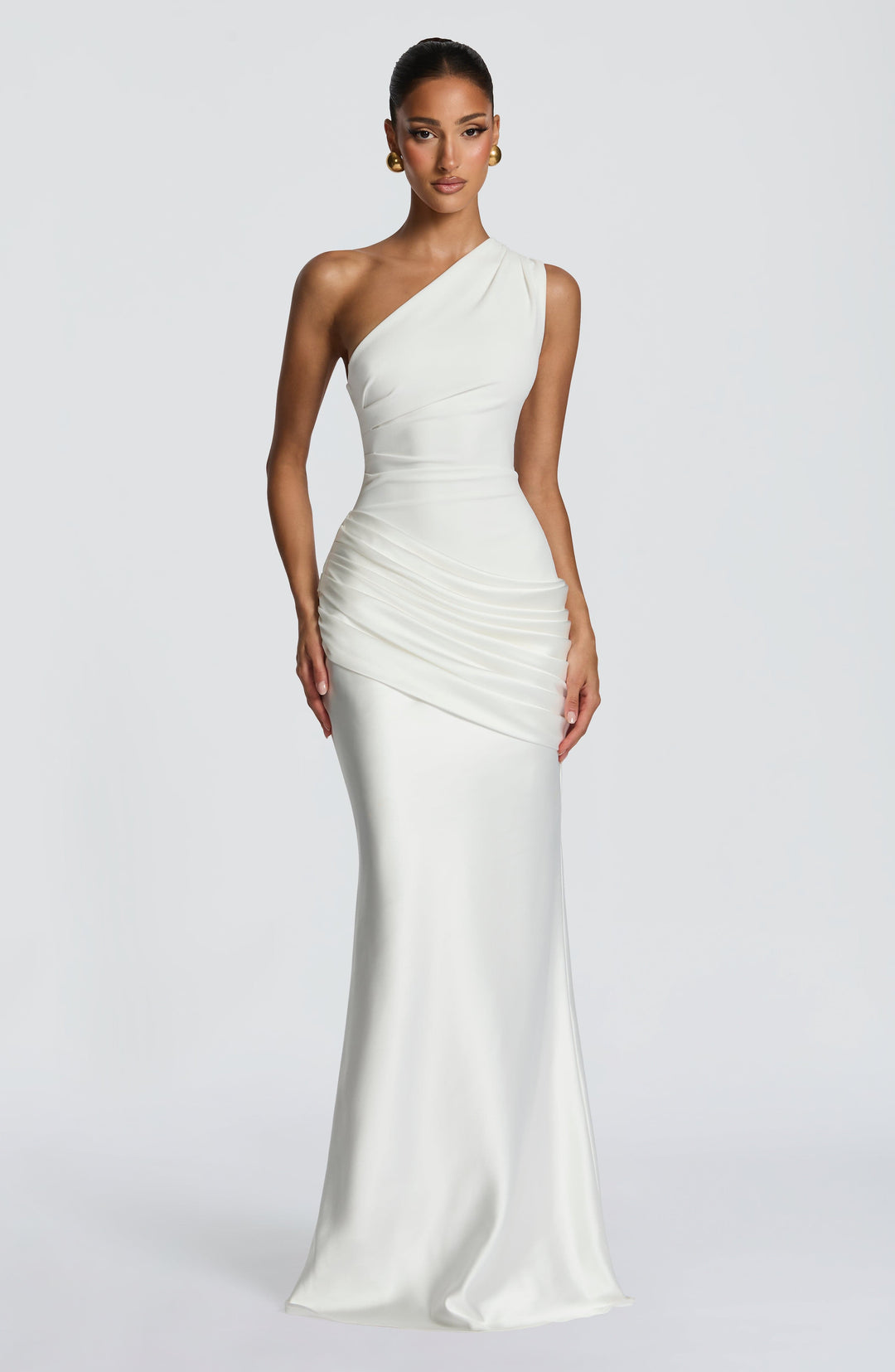 Alice | Wedding Guest One Shoulder Satin Maxi Dress