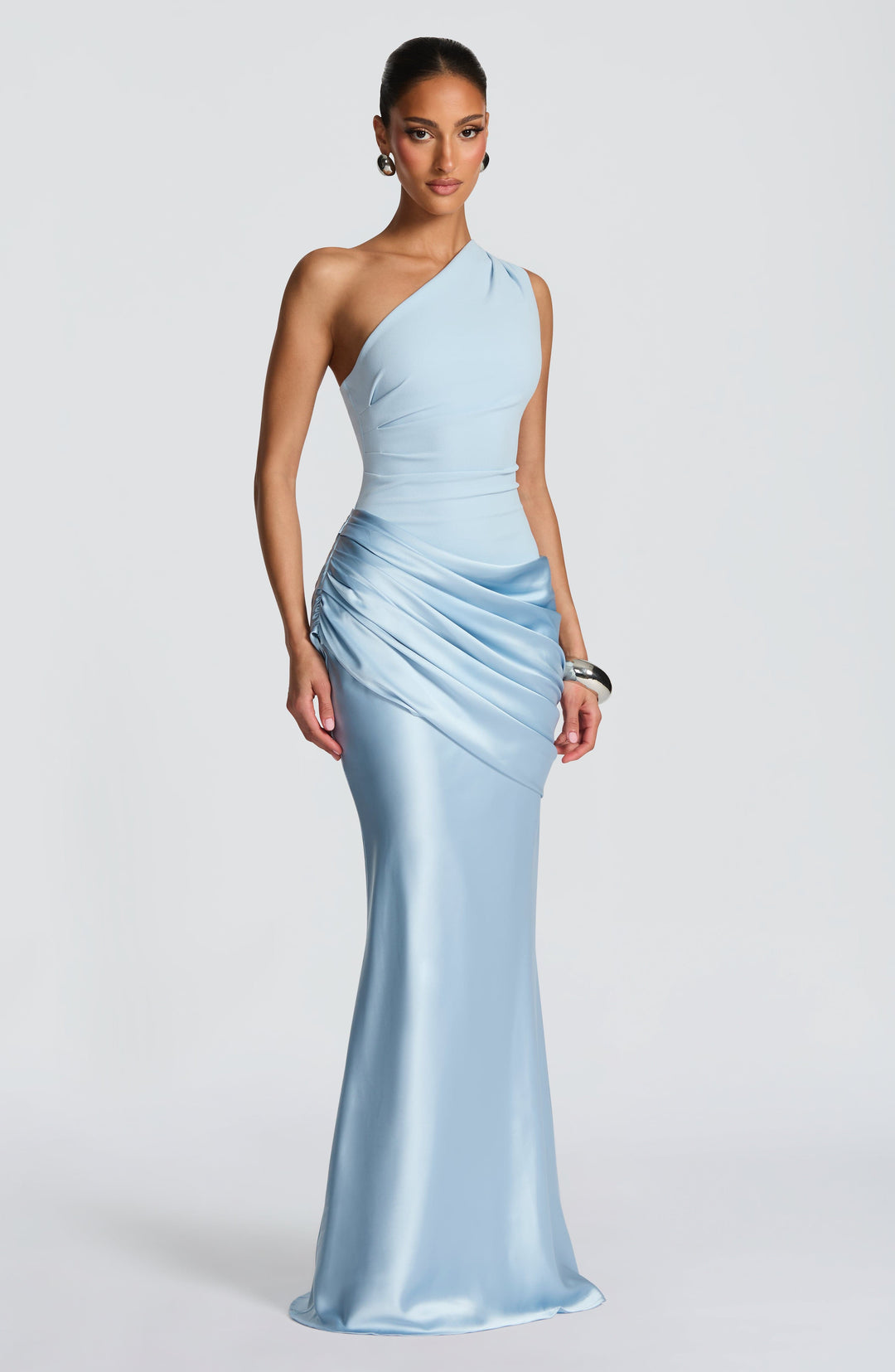 Alice | Wedding Guest One Shoulder Satin Maxi Dress