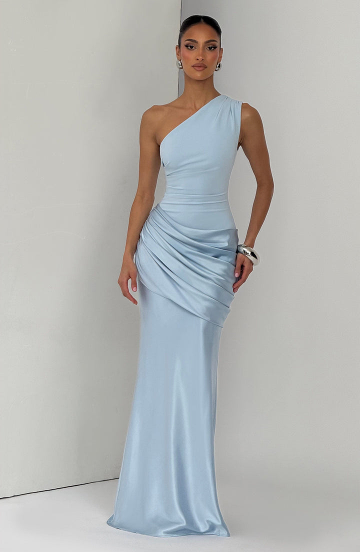 Alice | Wedding Guest One Shoulder Satin Maxi Dress