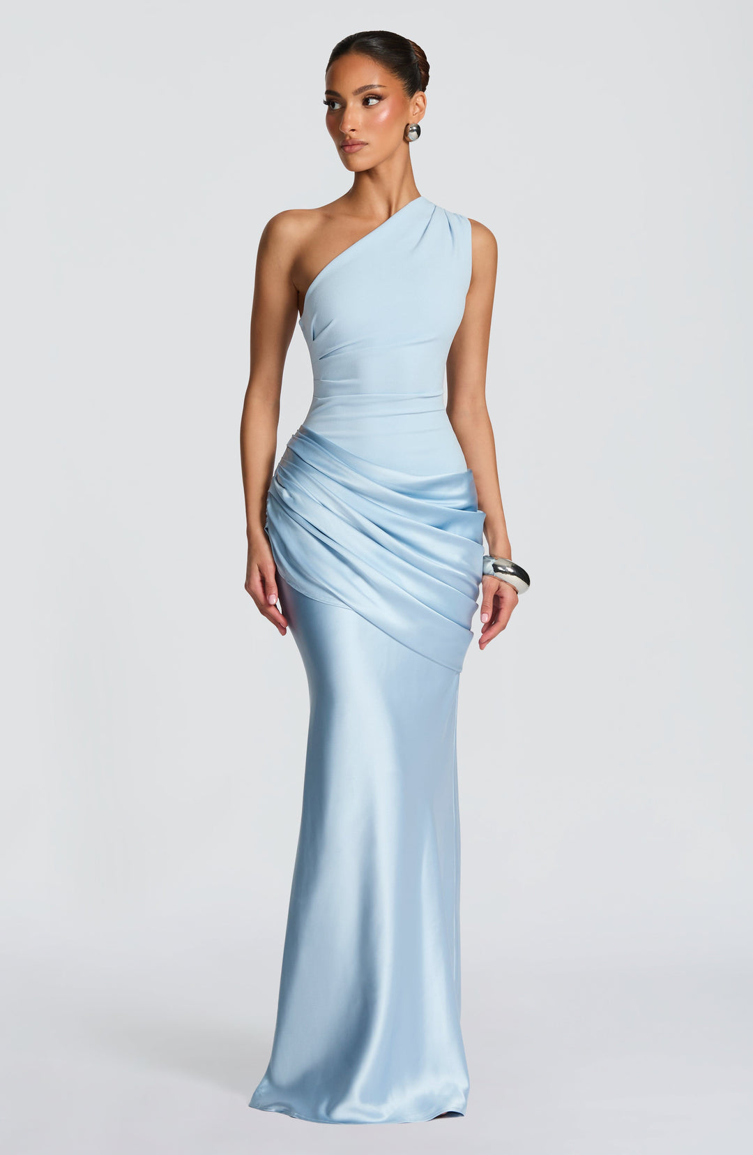 Alice | Wedding Guest One Shoulder Satin Maxi Dress