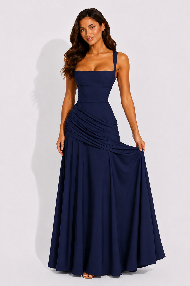Alice | Wedding Guest Ruched Square Neck Maxi Dress