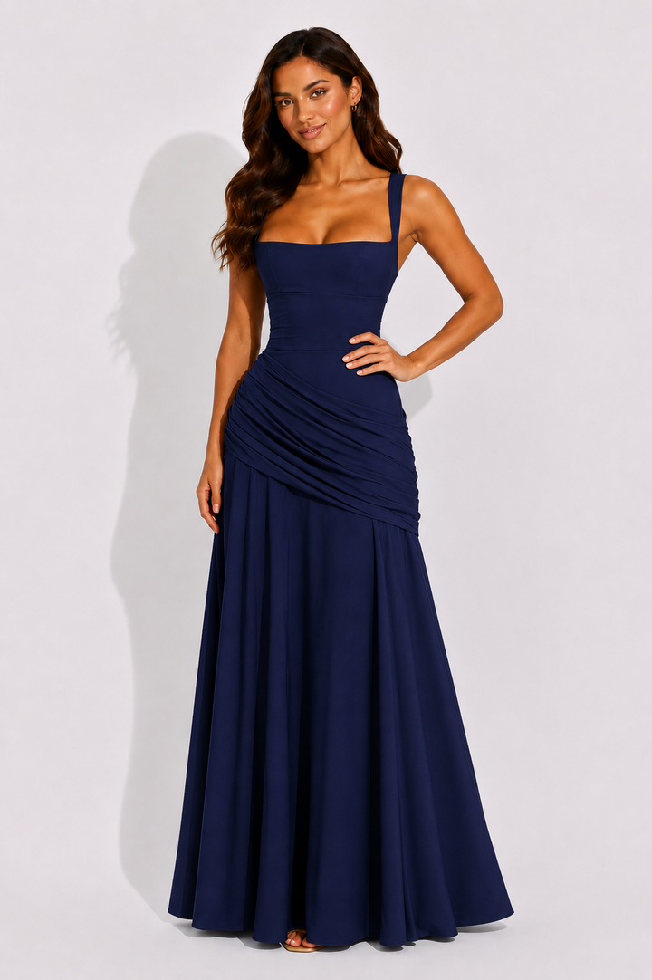 Alice | Wedding Guest Ruched Square Neck Maxi Dress