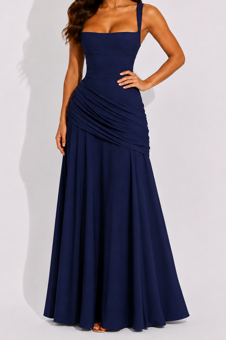 Alice | Wedding Guest Ruched Square Neck Maxi Dress