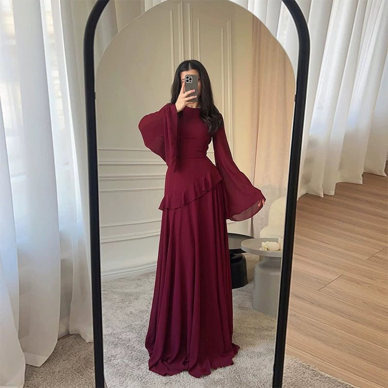 Alice | Wedding Guest Ruffle Long Sleeve Maxi Dress