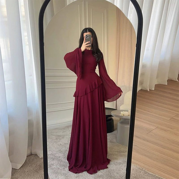 Alice | Wedding Guest Ruffle Long Sleeve Maxi Dress