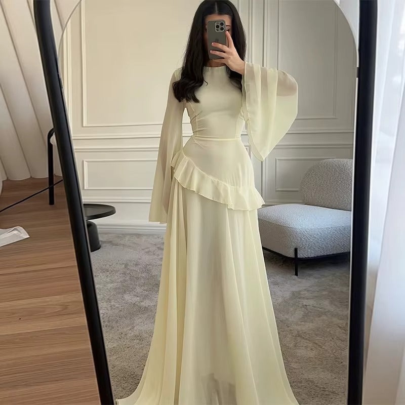 Alice | Wedding Guest Ruffle Long Sleeve Maxi Dress