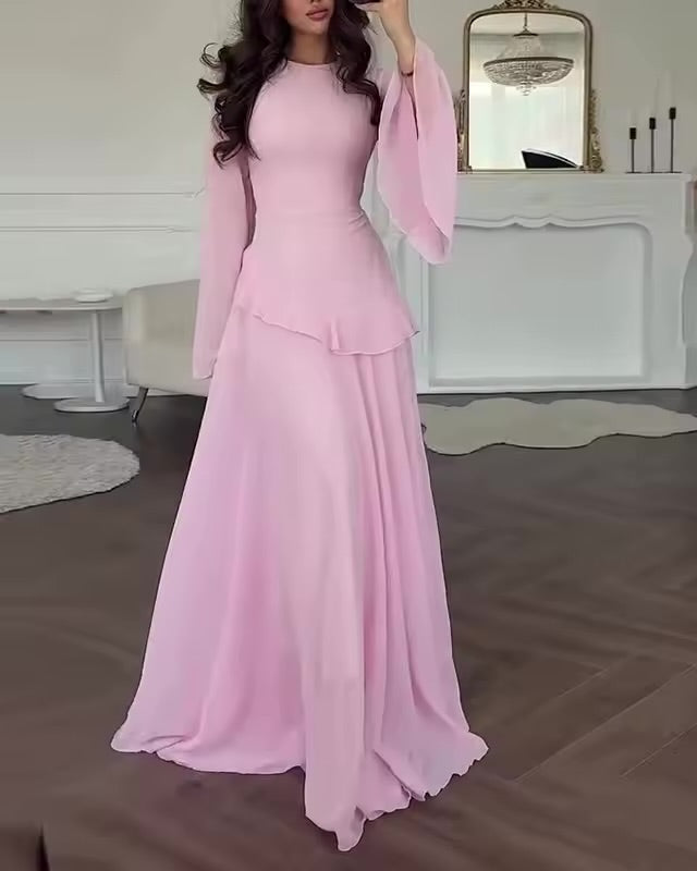 Alice | Wedding Guest Ruffle Long Sleeve Maxi Dress