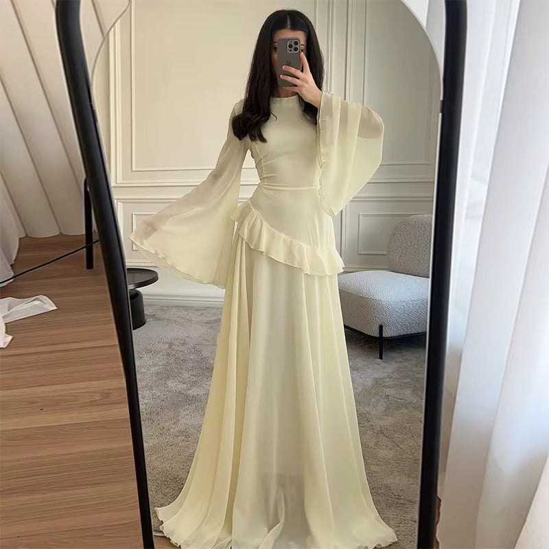 Alice | Wedding Guest Ruffle Long Sleeve Maxi Dress