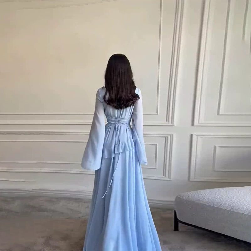 Alice | Wedding Guest Ruffle Long Sleeve Maxi Dress