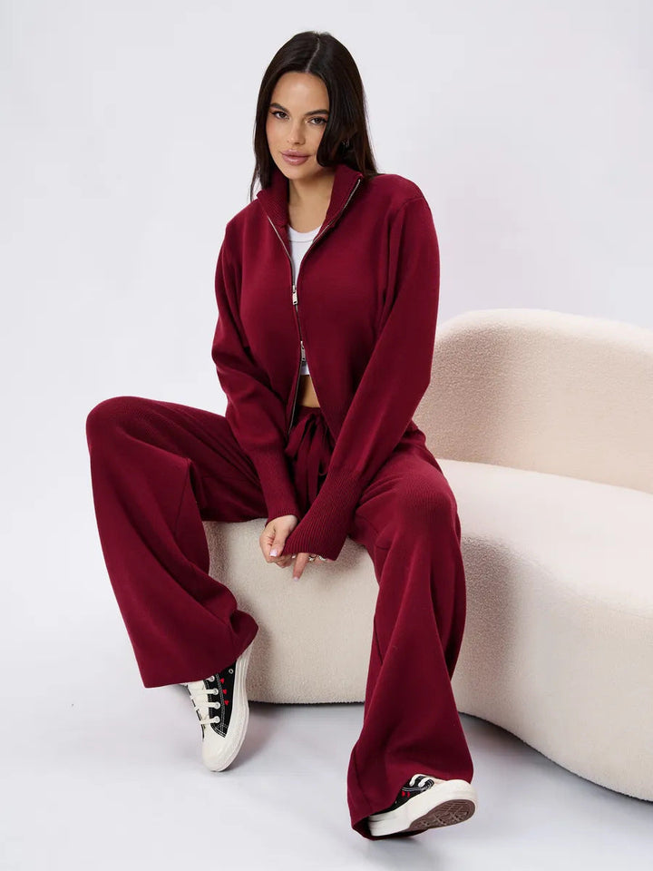 Alice | Womens Cropped Hooded Zip Up Knit Jacket