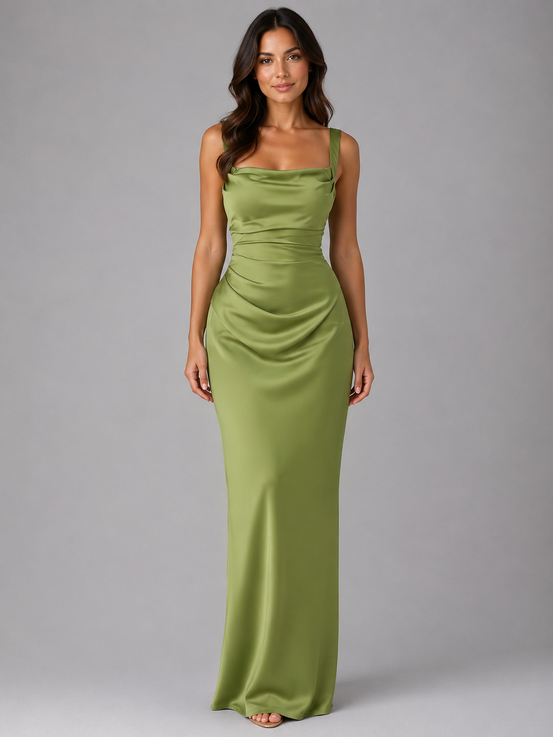 Amelia | Sleeveless Wedding Guest Satin Maxi Dress
