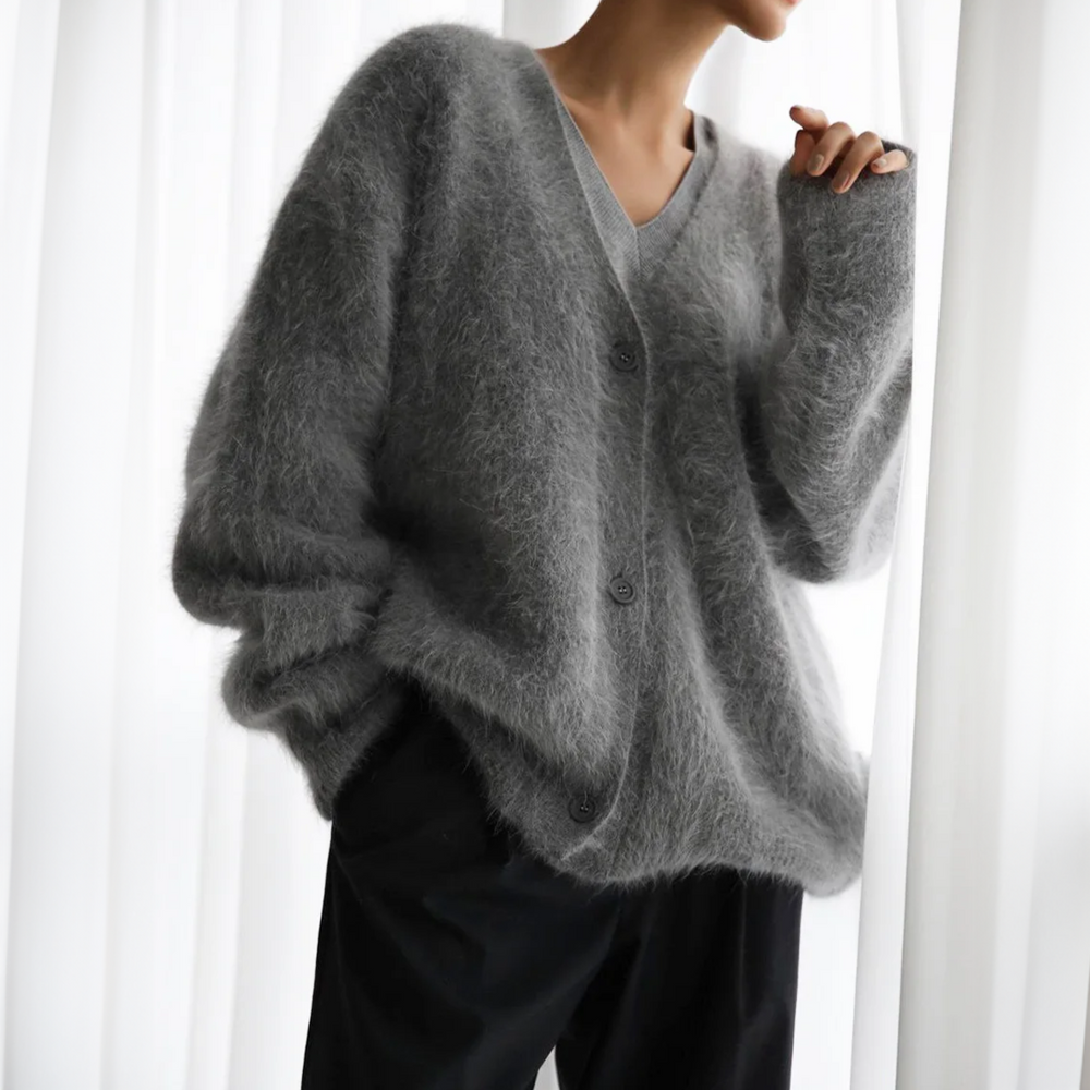 Arabella | Womens Oversized V Neck Button Long Sleeve Cardigan