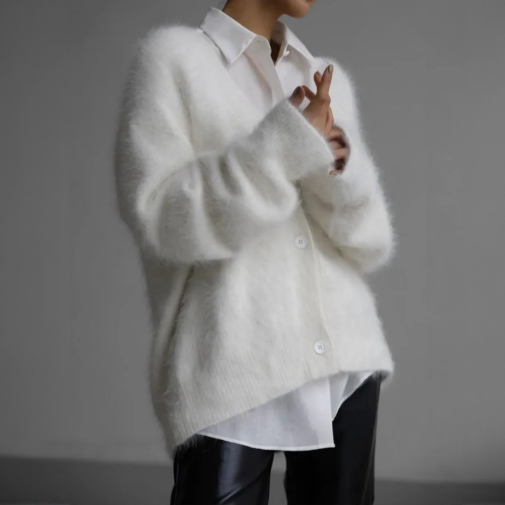 Arabella | Womens Oversized V Neck Button Long Sleeve Cardigan