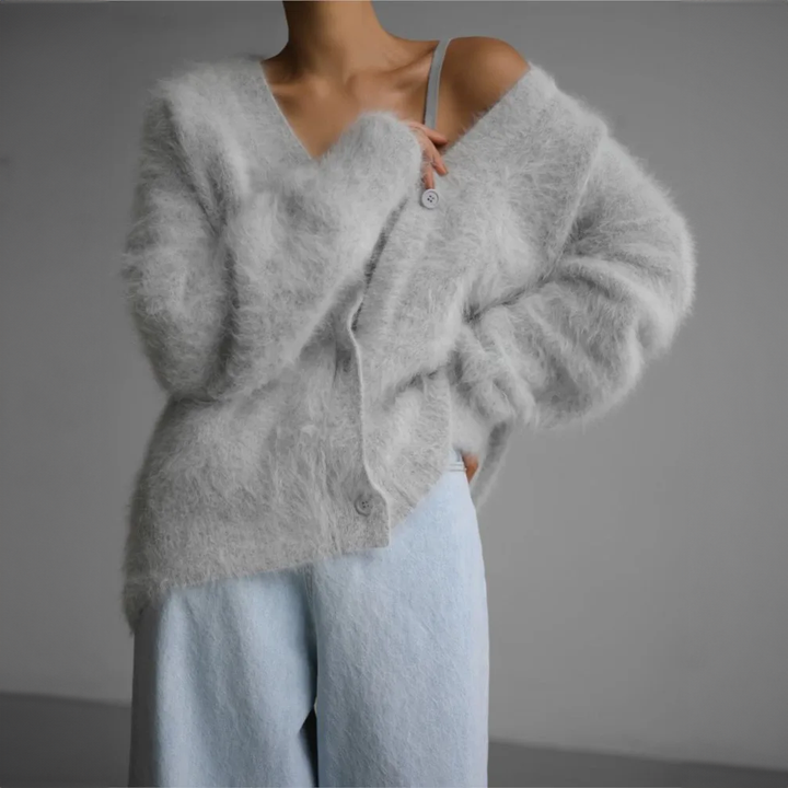 Arabella | Womens Oversized V Neck Button Long Sleeve Cardigan
