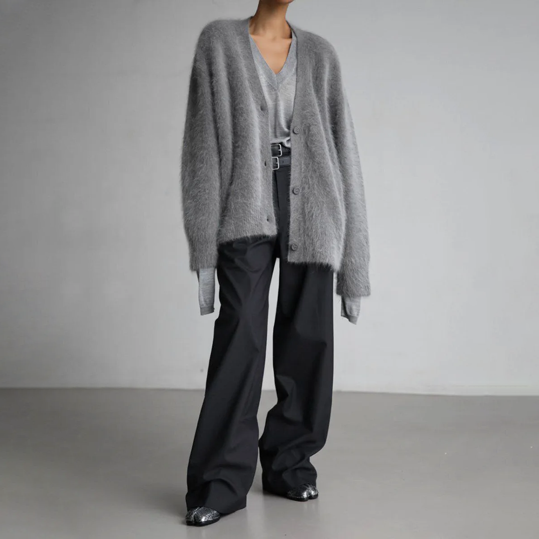 Arabella | Womens Oversized V Neck Button Long Sleeve Cardigan