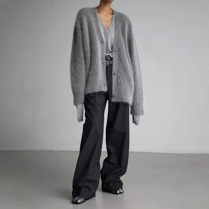 Arabella | Womens Oversized V Neck Button Long Sleeve Cardigan