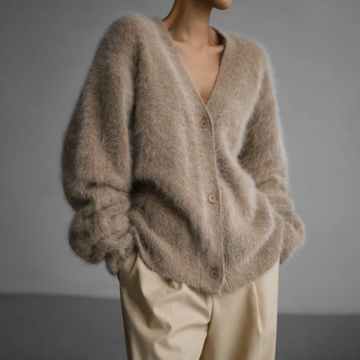 Arabella | Womens Oversized V Neck Button Long Sleeve Cardigan