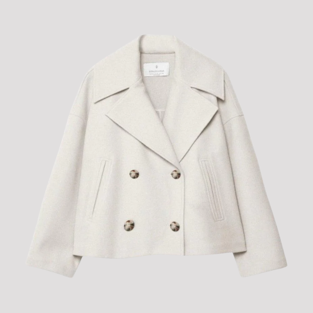 Ashley | Womens Double Breasted Collared Wool Blend Peacoat