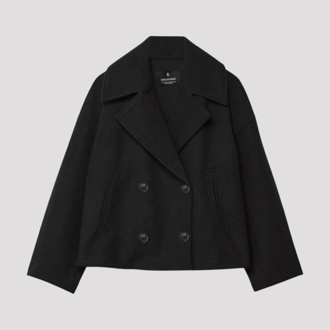 Ashley | Womens Double Breasted Collared Wool Blend Peacoat