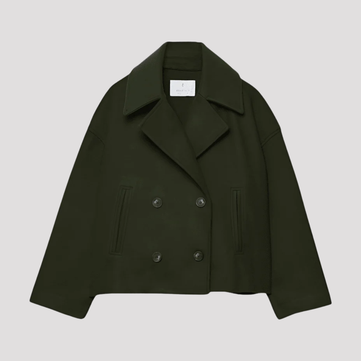 Ashley | Womens Double Breasted Collared Wool Blend Peacoat