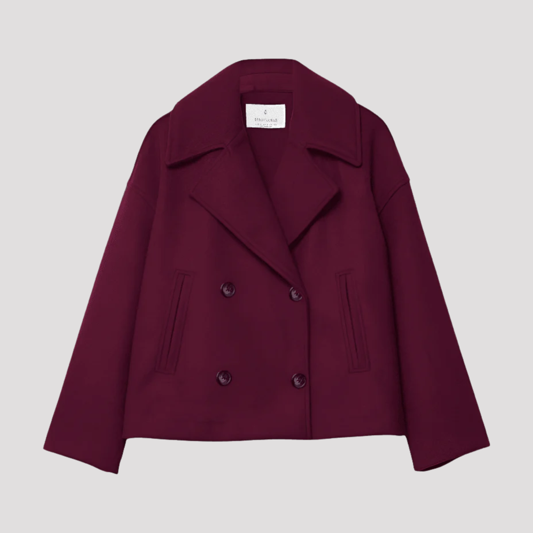 Ashley | Womens Double Breasted Collared Wool Blend Peacoat
