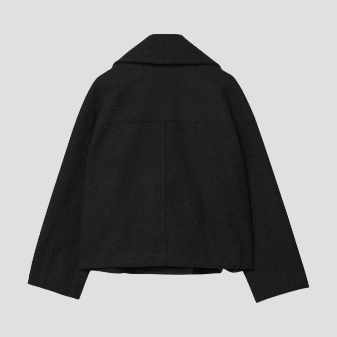 Ashley | Womens Double Breasted Collared Wool Blend Peacoat