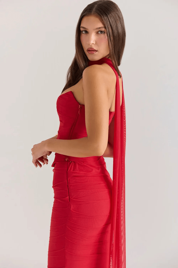 Ava | Wedding Guest Chiffon Halter Maxi Dress