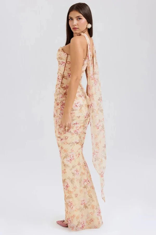 Ava | Wedding Guest Chiffon Halter Maxi Dress