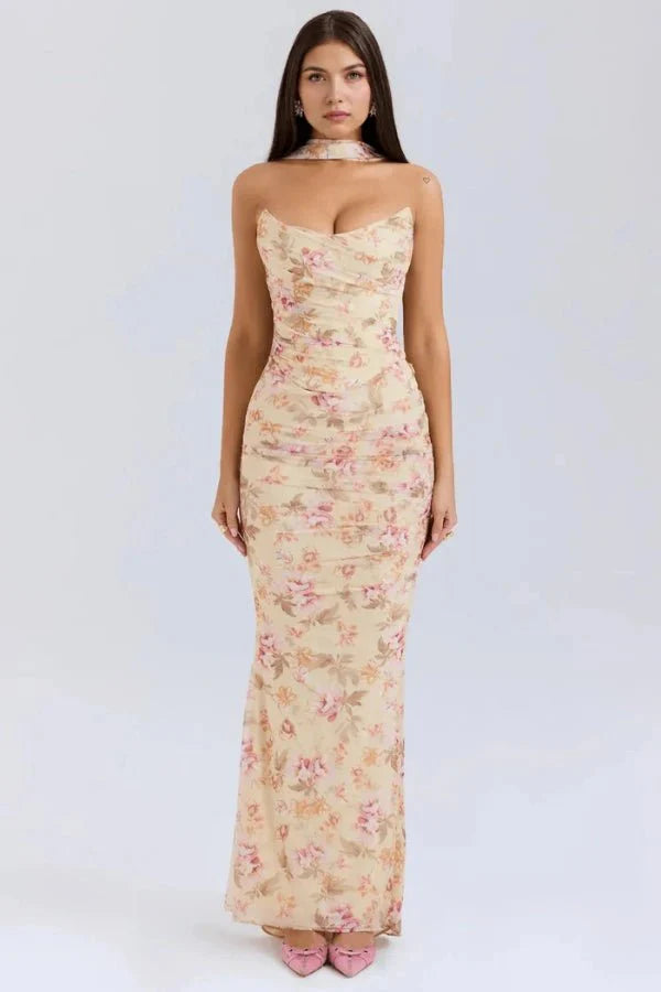 Ava | Wedding Guest Chiffon Halter Maxi Dress