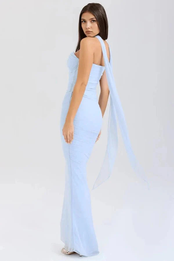 Ava | Wedding Guest Chiffon Halter Maxi Dress